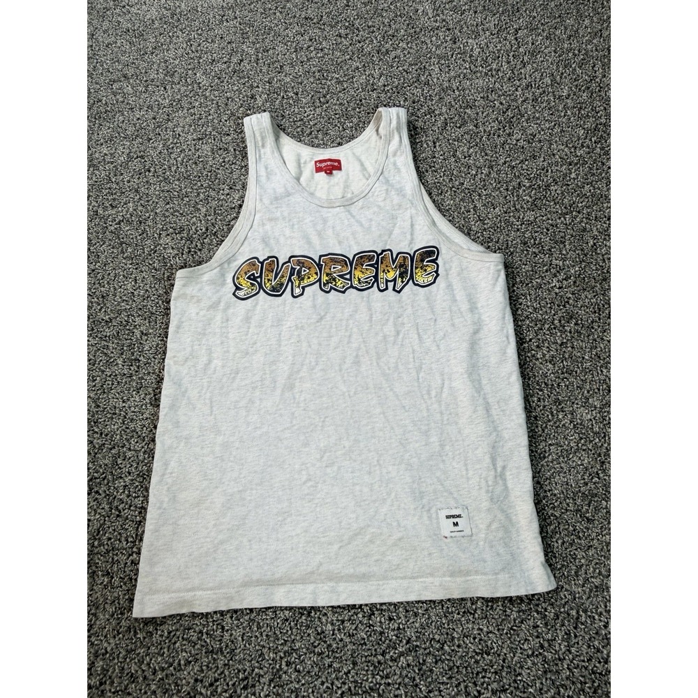 Supreme 2018 Splatter Tank Top Men's Size Medium Gray
